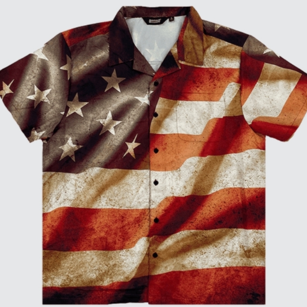 Stars N' Stripes | Button Down | Short-Sleeve | All-Over Print | RRR Apparel